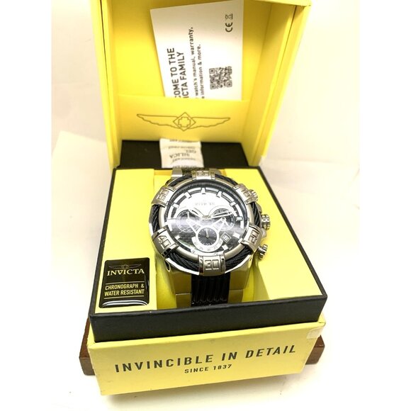Invicta Men's Watch 29569 Bolt Quartz Chronograph Silver Black Stainless Steel - Picture 3 of 15